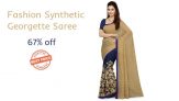 Fashion Synthetic Georgette Blue Saree